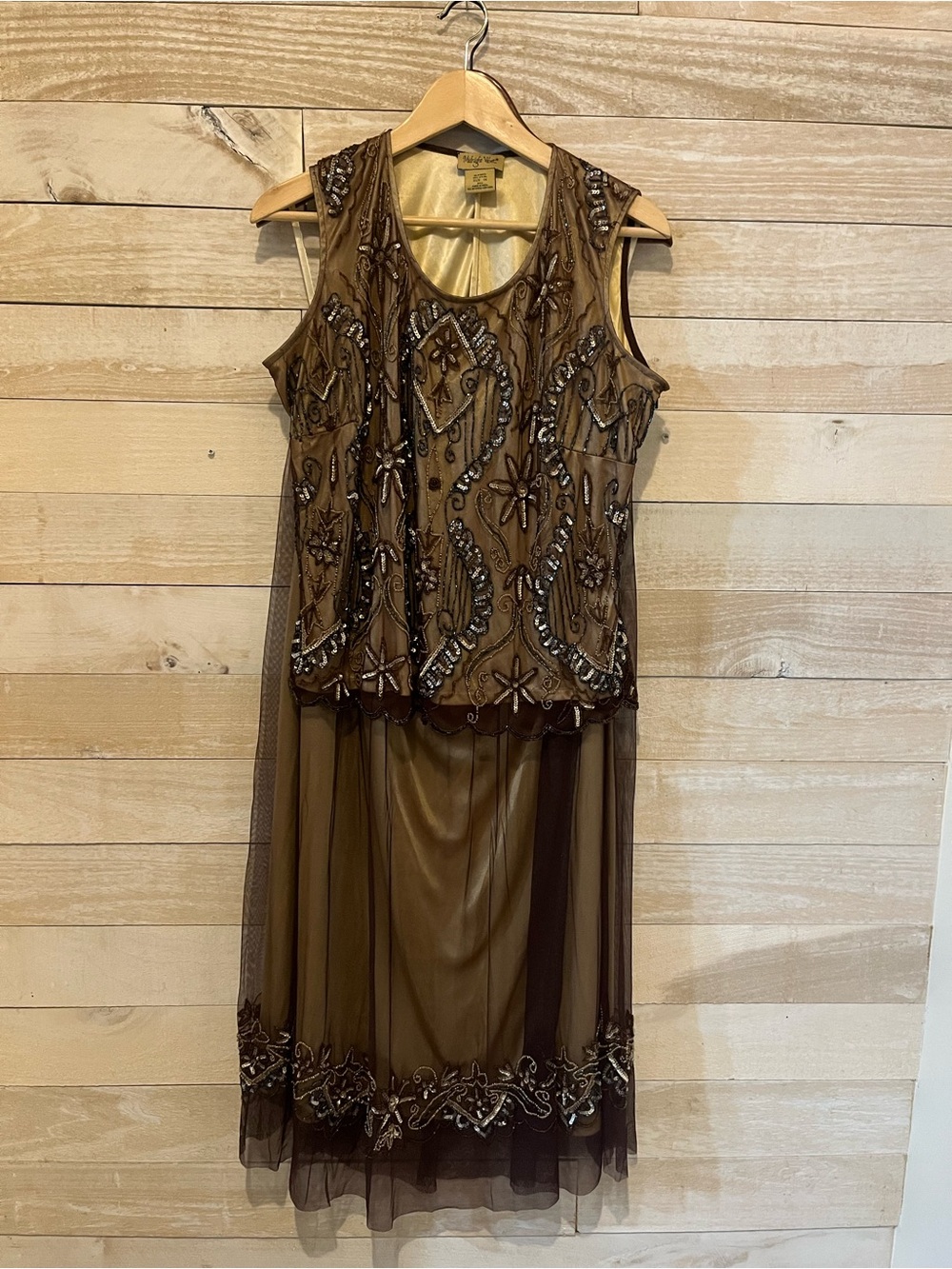 Midnight Velvet Vintage Elegant Beaded Blouse and Skirt Set Plus 1X
